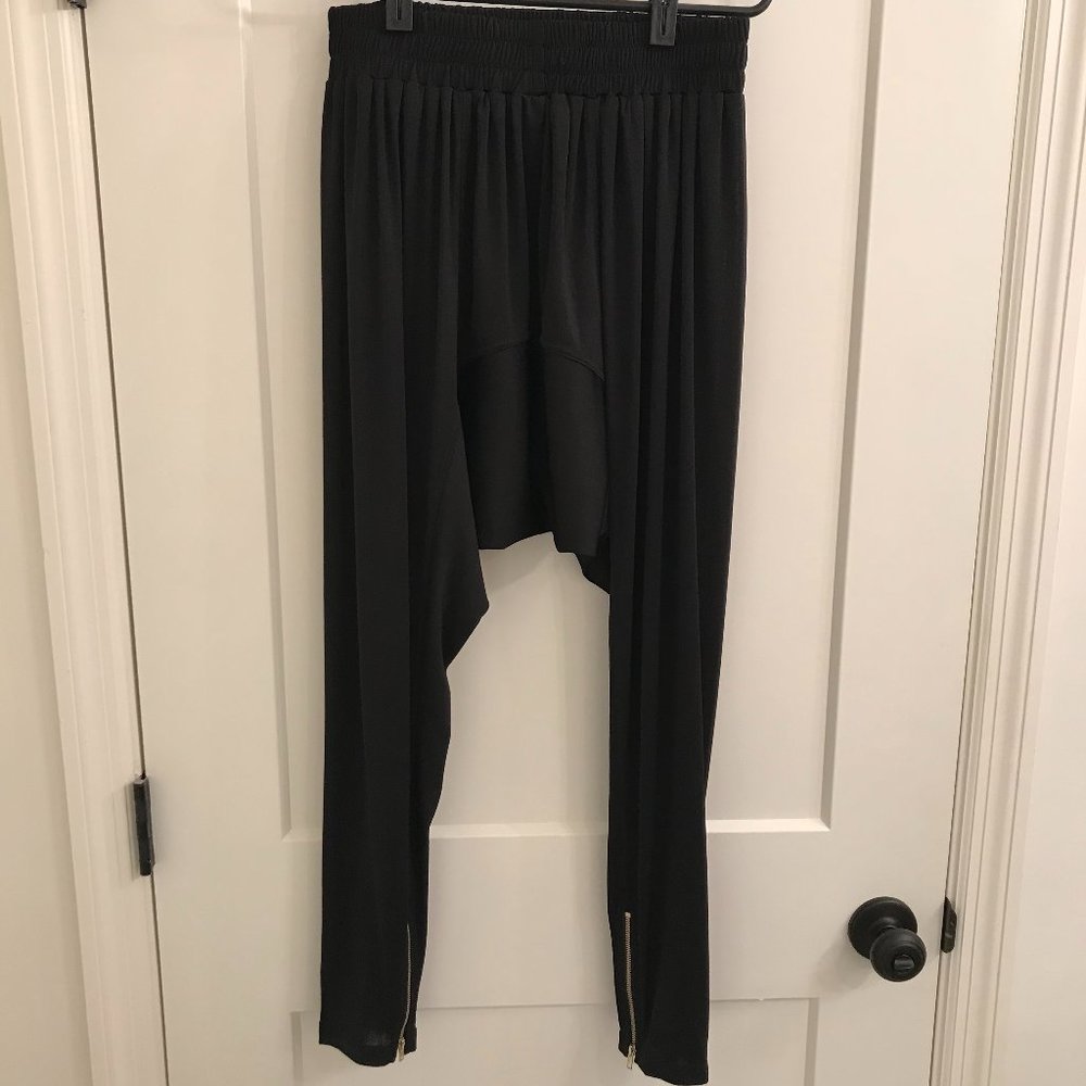 MLM Harem Pant Black w/Gold Zip Ankle Detail